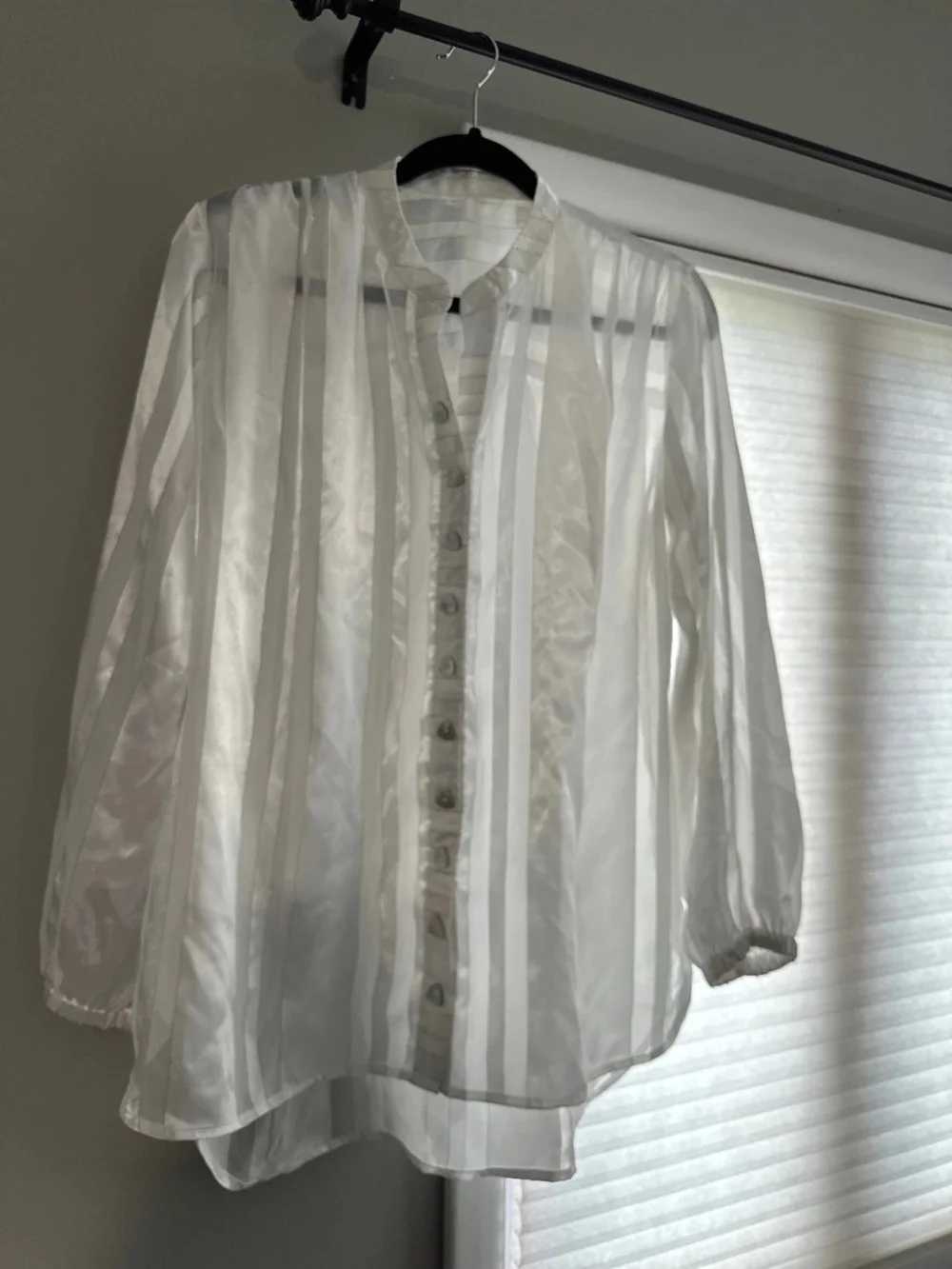 Lightweight White Sheer Stripe Shirt Jacket